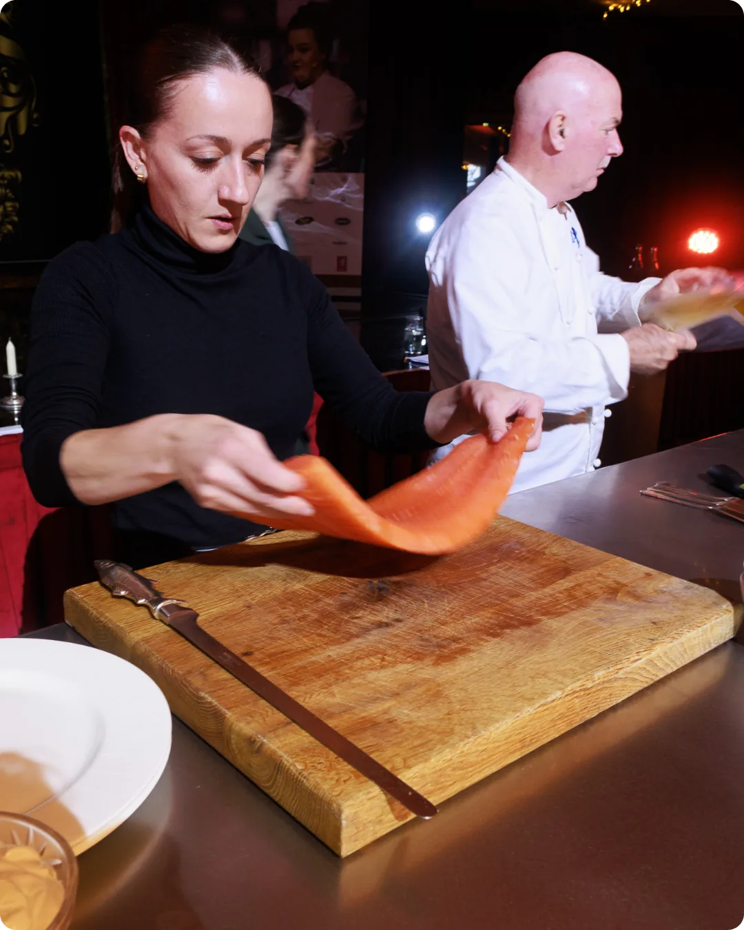Hospitality content shoot with chefs preparing food