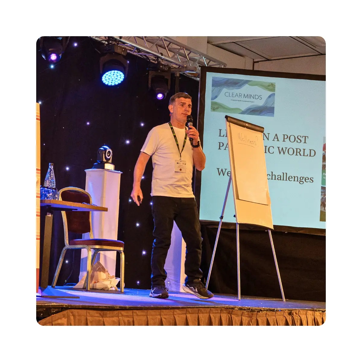 Seamus Corry speaking on stage