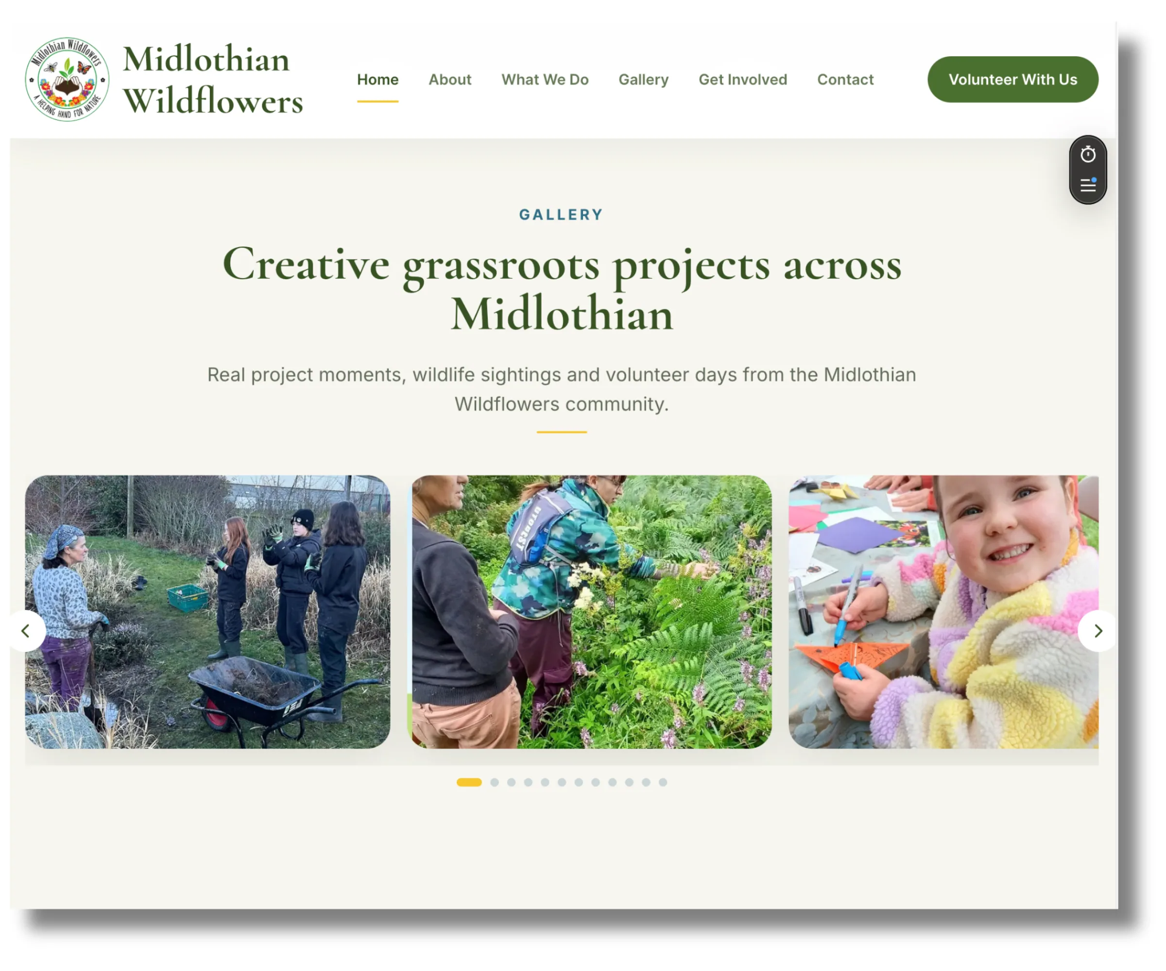 Midlothian Wildflowers website desktop gallery by Bear Media