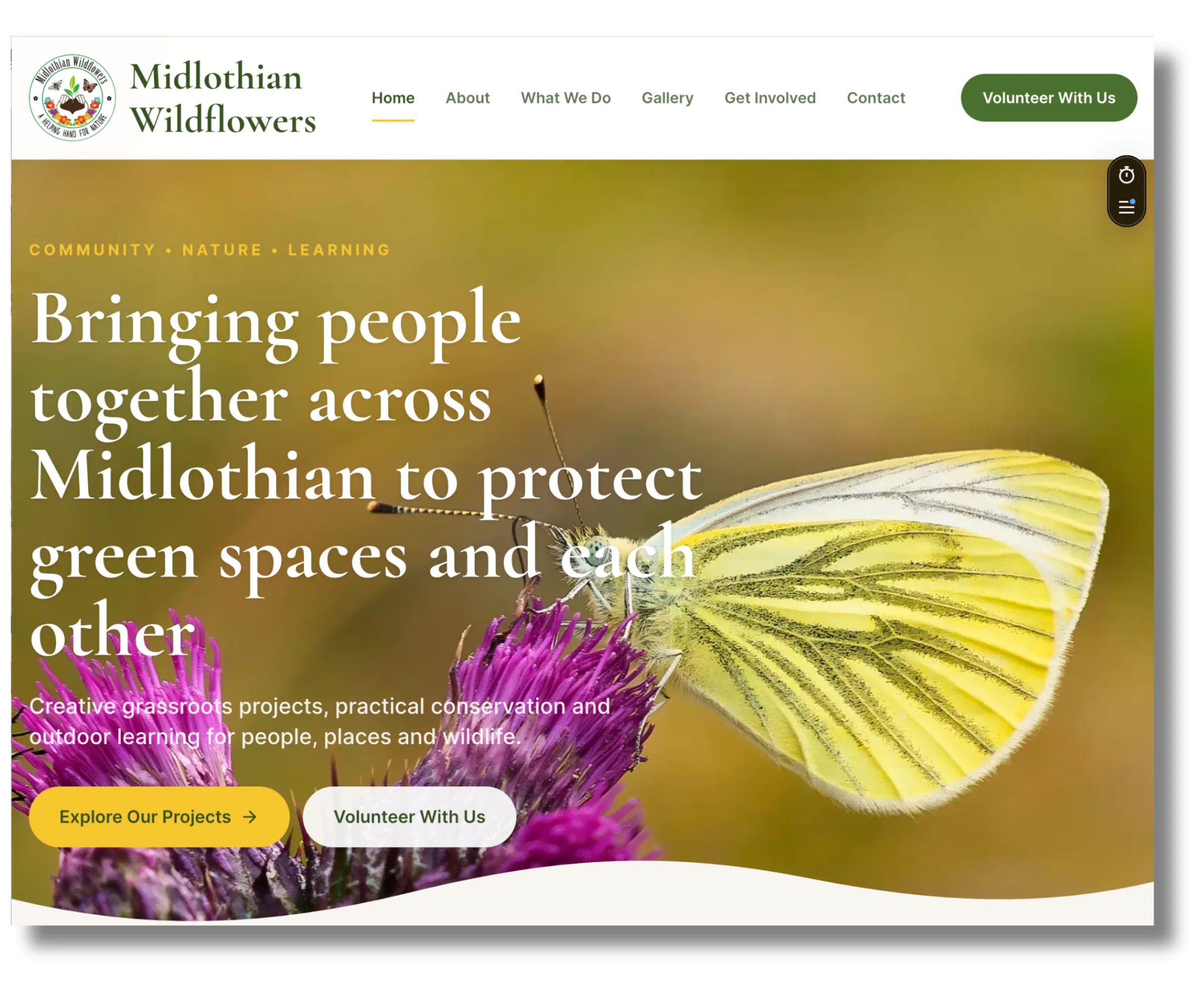 Midlothian Wildflowers website desktop homepage by Bear Media