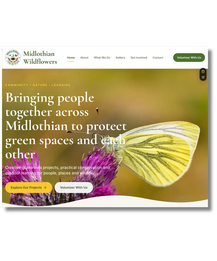 Midlothian Wildflowers website mobile homepage by Bear Media