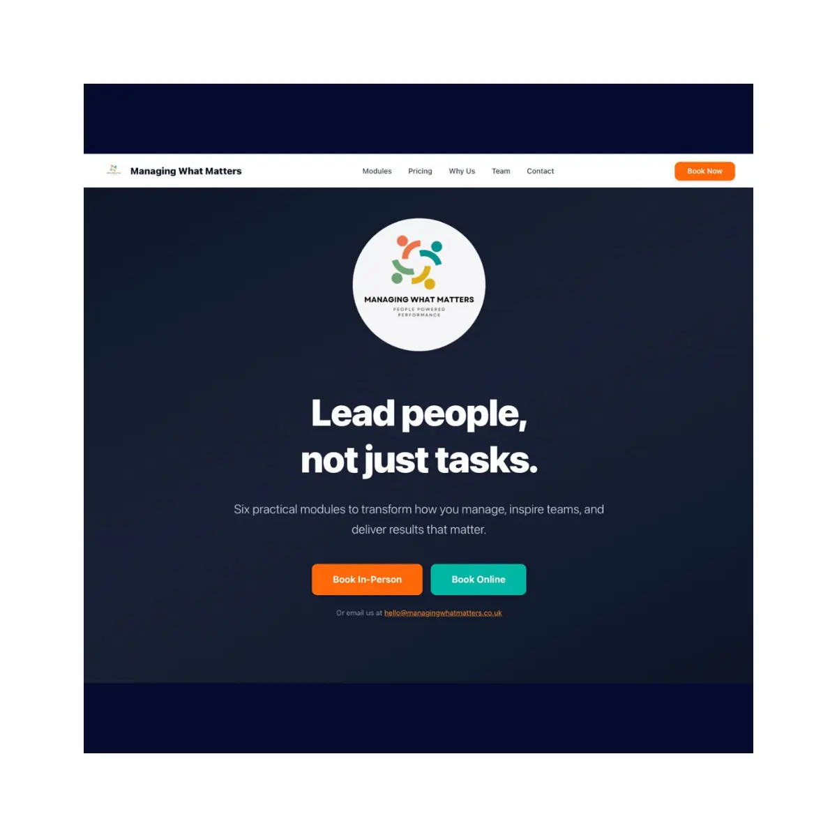 Managing What Matters website designed by Bear Media