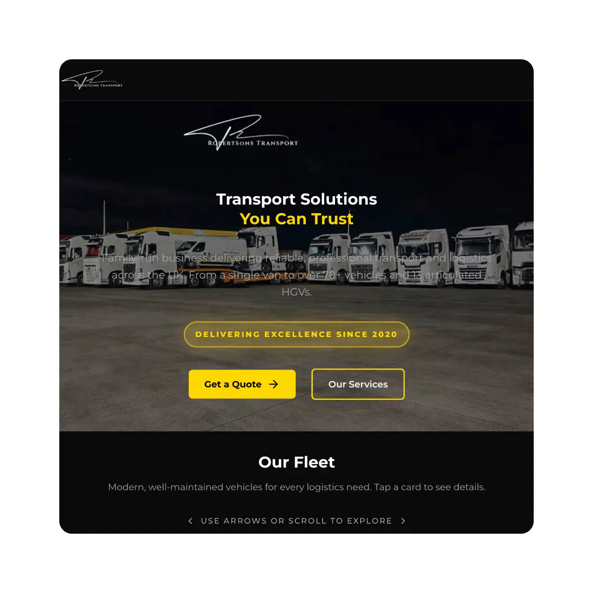 Robertsons Transport website design